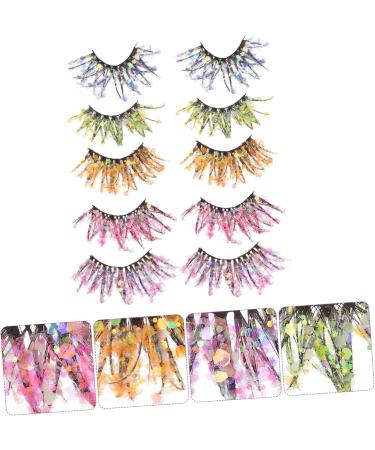 FOMIYES 5 Pairs colored false eyelashes glitter eyelashes colored fake eyelashes dramatic false eyelashes colored lashes party false eyelashes makeup glitter 3d chemical fiber make up - Buy Online on GoSupps.com