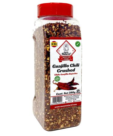 Sazon Natural Mexican Guajillo Chile Flakes  Guajillo Crushed Chili Flakes 13.40 Ounce, Bulk Mexican Seasonings  Reusable Shaker Jar, 13.4041 Ounce