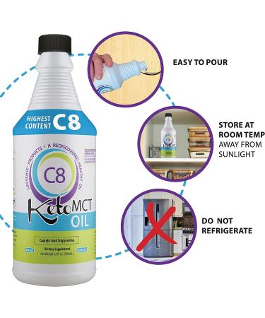 LifeSense C8 MCT Oil - Keto Friendly Caprylic Acid Triglycerides - Clinical Proven BHB Boost - Made in USA - 32 oz - Buy Online on GoSupps.com