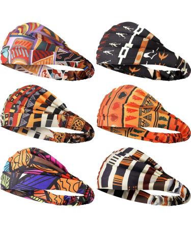 6-Piece African Boho Print Headbands for Women & Girls | Wide Elastic Turban Headwraps for Yoga & Sports - Buy Online on GoSupps.com