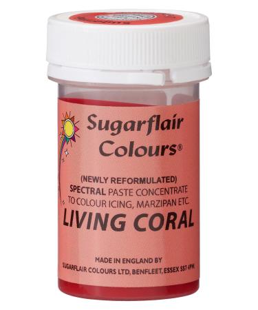 Sugarflair Living Coral Spectral Food Colouring Paste Highly Concentrated for Use with Sugar Pastes Buttercream Royal Icing or Cake Mix Vibrant Colour Dye - 25g