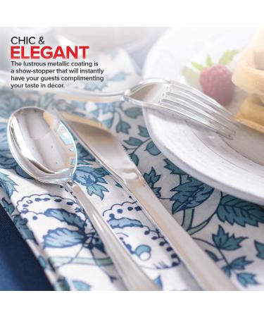 Pre Rolled Plastic Silverware Set (25 Pack) - Disposable Cutlery for Parties, Weddings, Thanksgiving - Heavy Duty Utensils with Napkins - Individually Wrapped - Buy Online on GoSupps.com