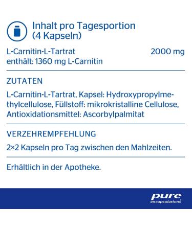 Buy Pure Encapsulations L-Carnitine - High Quality Vegan Capsules - 120 Count | International Shipping Available - Buy Online on GoSupps.com