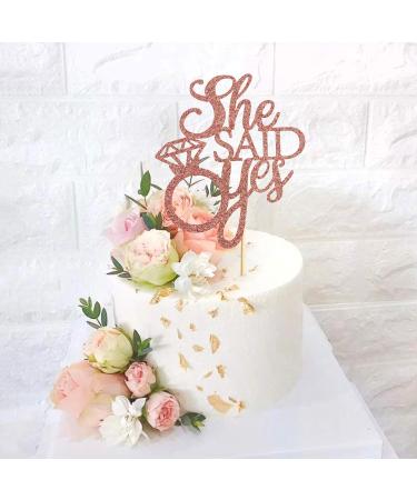 Unimall Rose Gold 'She Said Yes' Cake Topper - Perfect for Engagement Bridal Shower & Bachelorette Party Decorations | Multi-Color Delivery Available - Buy Online on GoSupps.com