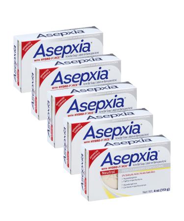Asepxia Cleansing Bar Neutral, 4 Ounce Multipack (Pack of 5) Cleansing Bar, (Pack of 5) 4 Ounce (Pack of 5)