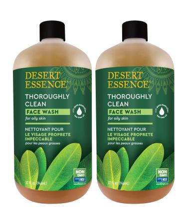 Desert Essence Thoroughly Clean Face Wash with Tea Tree Oil Hydrating & Non-Drying 32 Fl Oz (Pack of 2) Original 31.99 Fl Oz (Pack of 2)