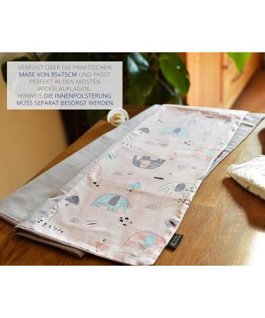 Elephant Pink Changing Mat Cover 75x85 cm - Removable 100% Cotton Baby Changing Pad Cover - Buy Online on GoSupps.com