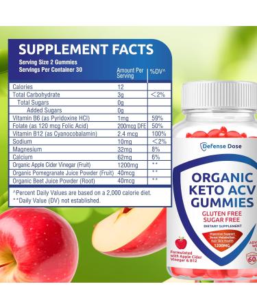 Organic Keto ACV Gummies - Advanced Weight Loss Supplement | Gluten & Sugar Free | Rapid Belly Fat Burner | 1200MG Apple Cider Vinegar for Men & Women - Buy Online on GoSupps.com