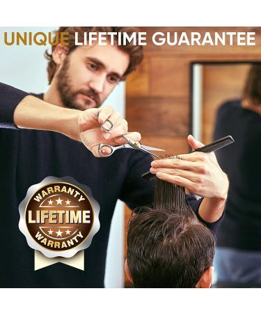 ShearGuru Professional Barber/Salon Scissor Hair Cutting Set - 6.5 Inch Straight Edge Razor Sharp Scissor + Thinning Shears for Styling - Bonus Faux Leather Case - Buy Online on GoSupps.com