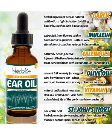 Organic Ear Oil for Infections - Natural Eardrops for Swimmer's Ear, Wax Removal & Pain Relief - Made in USA - Buy Online on GoSupps.com