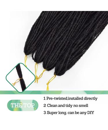 FREESHOW 12 Micro Locs Crochet Hair - Slender Straight Goddess Faux Locs Synthetic Braiding Hair Extensions (1B) - 4 Packs/Lot - Buy Online on GoSupps.com