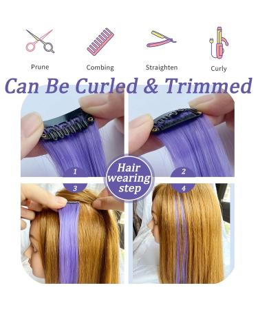 9PC Lavender Clip-In Hair Extensions - 21 Inch Colored Highlights for Women & Girls - Synthetic Smooth Hair Accessories - Buy Online on GoSupps.com