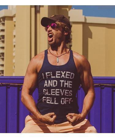 I Flexed and The Sleeves Fell Off Tank Top - Funny Men's Gym Workout Shirt (Medium, Black) - Buy Online on GoSupps.com