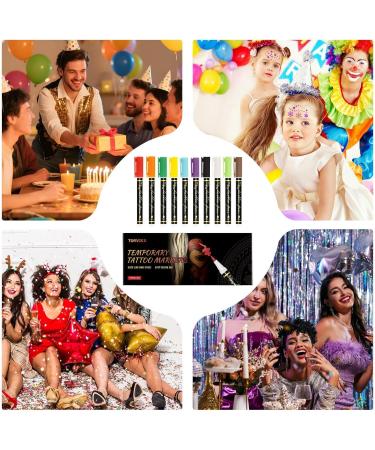  Sionhiuo Skin Painting Pencils 10 Colors Skin Friendly Long Lasting Fine Point Skin Pencils for Birthday Cosplay Festival Makeup Party - Buy Online on GoSupps.com