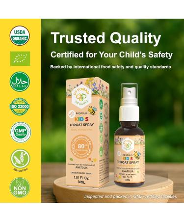 ottoman organic Kids Propolis Spray USDA Organic Certified 100% Alcohol-Free Formula Supports Throat and Respiratory Comfort Rich in Antioxidants 1.01 Fl Oz (Pack of 1) - Buy Online on GoSupps.com