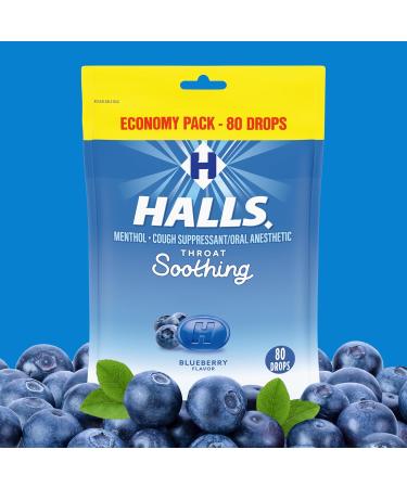 Halls Throat Soothing Blueberry Cough Drops Economy Pack 80 Drops - Buy Online on GoSupps.com