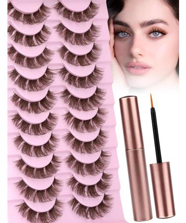 Brown Cluster Lashes Extension - 10 Pairs of 17MM Natural Wispy Fluffy Faux Mink Lashes - Buy Online on GoSupps.com