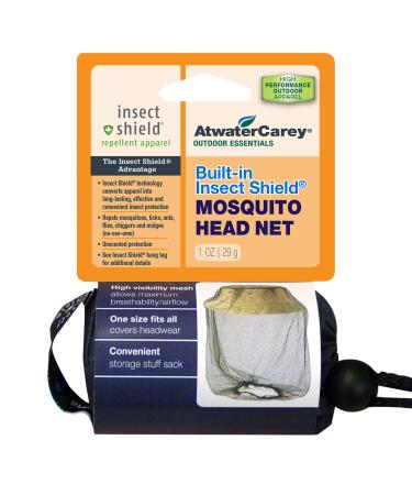 Mosquito Head Net with Insect Shield Permethrin Repellent, green high visibility mesh netting by Atwater Carey, Multicoloured, One size