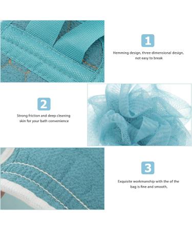 Housoutil Bath Towel Loofah Set - 3-Piece Back Scrubbing Strap & Bath Mitt - Mesh Ball & Gloves for Women & Men - Blue Green 60x9cm - Buy Online on GoSupps.com