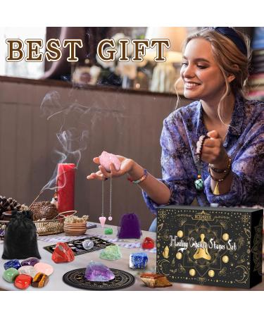 Buy Nkihrkk 21pcs Crystal Healing Stones Set - Natural Chakra Gemstones & Minerals with Fabric Bag for Meditation & Energy Healing - Buy Online on GoSupps.com