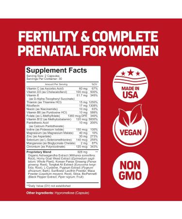 Fertility Supplements for Women + Prenatal Vitamins - 60 Count - Aid Pregnancy & Conception - Buy Online on GoSupps.com