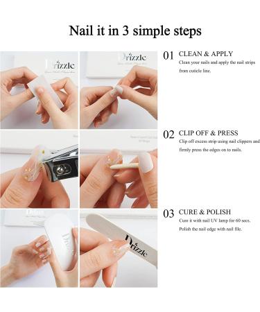 Drizzle Semi Cured Gel Nail Strips - Real Nail Polish Stickers (UV/LED Required) - Glossy Glitter & Solid Color - Long Lasting Waterproof Decals for Women - Buy Online on GoSupps.com