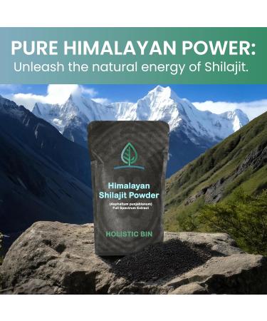 Organic Raw Shilajit Powder by Holistic Bin | Himalayan Wildcrafted Full Spectrum Extract | 100% Pure & Fillers-Free | Rich in Fulvic Acid and Trace Minerals (25 Servings) - Buy Online on GoSupps.com