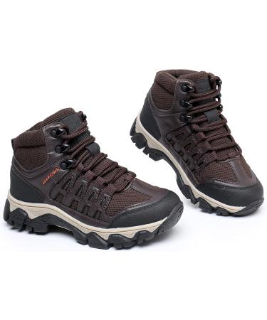 Apakowa Unisex-Child Hiking Boots - Outdoor Adventure Trekking Shoes for Kids - Brown - Size 3 - Buy Online on GoSupps.com