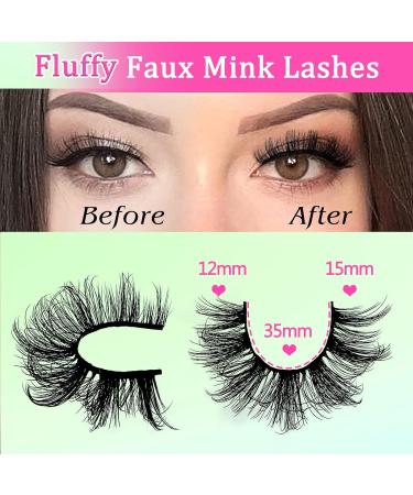 7 Pairs of 3D False Eyelashes Cat Eye Fluffy Volume D Curl Cat Eye Artificial Eyelashes Natural Look Reusable Handmade Faux Mink Makeup Eyelashes (BH02) 7B-D-Curl-H02 - Buy Online on GoSupps.com