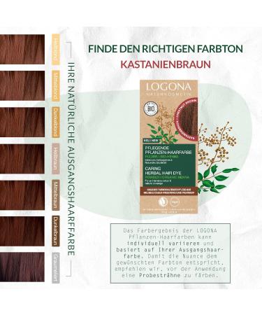 Logona Herbal Hair Color - Vegan Chestnut Brown Powder with Organic Henna | Natural & Nourishing | 100g - Buy Online on GoSupps.com