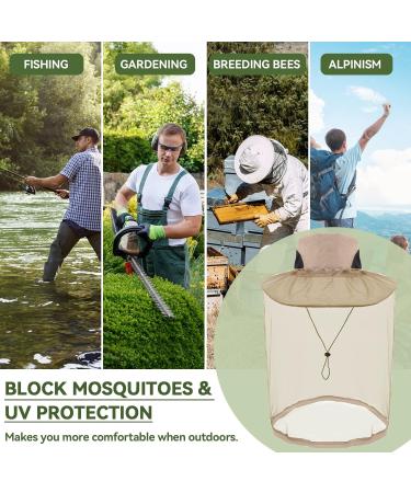 Grey Nylon Midge Head Net Hat with Khaki Face Mesh - Ideal for Outdoor Activities - Buy Online on GoSupps.com