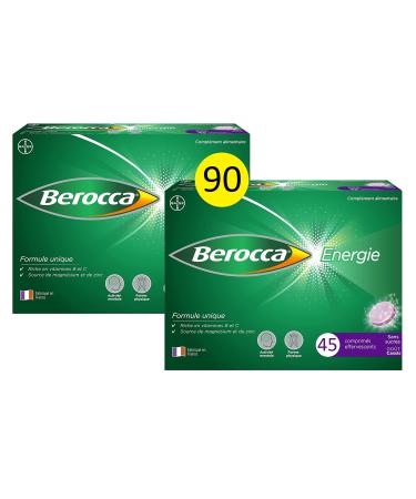 Berocca® Cassis Energy - Multivitamins and Minerals - Vitamin C, B3, B5, B1, B12, Magnesium and Zinc - Dietary Supplement - Helps Reduce Fatigue - 2 x 45 Effervescent Tablets