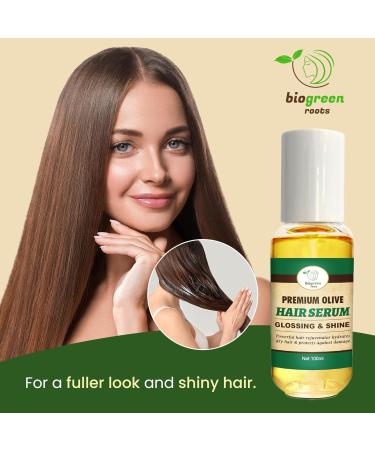 Olive Oil Hair Serum | Lightweight Anti-Frizz Gloss with Vitamin E for Frizzy & Damaged Hair - 100ml - Buy Online on GoSupps.com