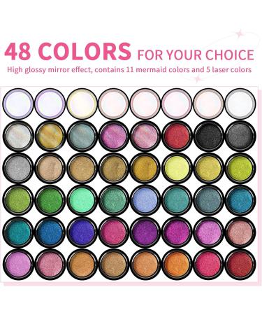 Saviland 48 Colors Chrome Nail Powder Set - Metallic Chrome for Mirror Effect Nail Art - DIY Manicure Decoration with Sponge Sticks - Home and Salon Use - Buy Online on GoSupps.com