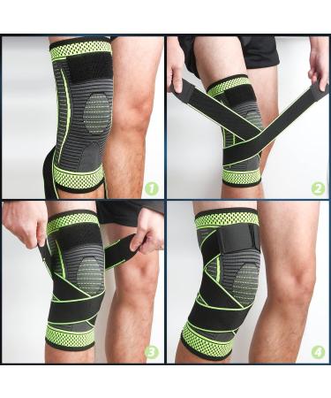Adjustable Knee Support Brace 1 pack Compression Knee Sleeves for Men Women Use for Meniscus Tear Arthritis Tendinitis Ligament Injury Weight Lifting Anti Slip Knee Brace (Green X-Large) Green X-Large - Buy Online on GoSupps.com