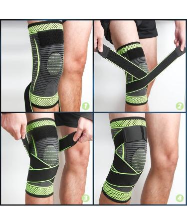 Ruilala Adjustable Knee Support Bandage for Men & Women Compression Knee Brace for Arthritis ACL Meniscus Tears Ideal for Sports & Weightlifting (Green L) - Buy Online on GoSupps.com