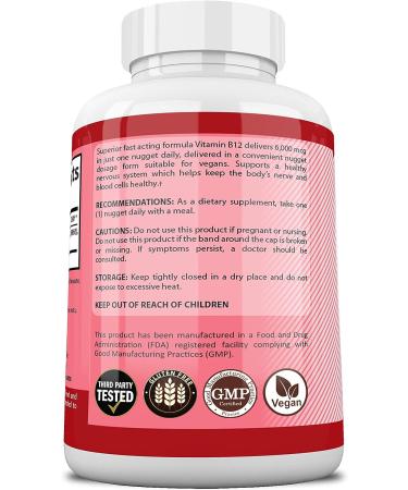 NaturalisimoLife Vitamin B12 6000 mcg Maximum Strength Strawberry Flavor Nuggets - Promotes Energy & Supports Nervous System - 60 Once-a-Day Nuggets - Buy Online on GoSupps.com