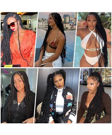 Mclisle 18 Inch Faux Locs Crochet Hair 7 Packs - Curly Butterfly Goddess Pre-looped Braids for Women in 1B Synthetic Hair (Pack of 6) - Buy Online on GoSupps.com