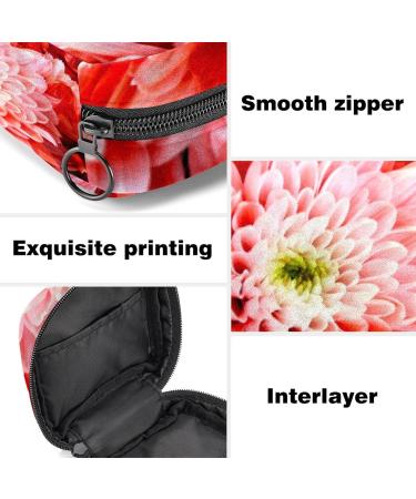Menstrual Pad Bag with Zipper | Stylish Napkin Pouch & Tampons Collection Bag for Women & Girls - Chrysanthemum Flower Design - Buy Online on GoSupps.com