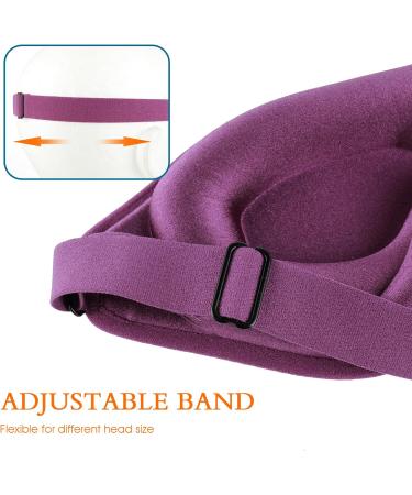 WLLHYF 3D Silk Sleep Mask - Comfortable Adjustable Eye Mask for Deep Sleep - Cute Light Blocking Eye Covers for Men & Women (Purple - Buy Online on GoSupps.com