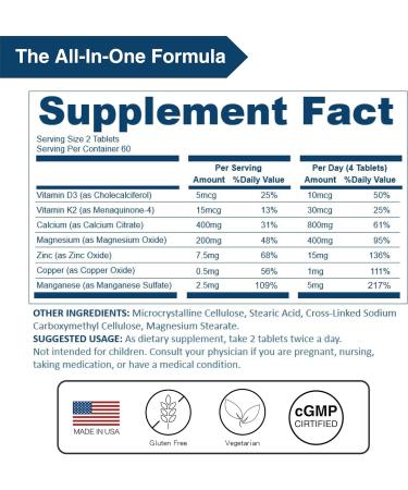 LOVITA Calcium Citrate 800 mg with Magnesium Vitamin D3 & K2 Bone Strength & Density Supplement for Women & Men Supports Teeth Immune Health Gluten Free Non-GMO 120 Vegan Tablets Standard Package 120 Count (Pack of 1) - Buy Online on GoSupps.com