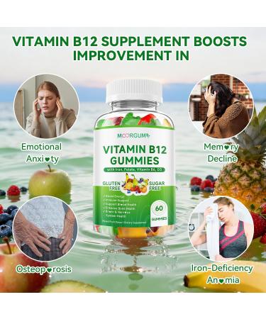 Methyl B-12 3000mcg Supplements for Kids & Adults Vitamins B12 (Methylcobalamin) Complex Gummies with Vitamin B6 D3 lron Folate Supports Energy Levels Nervous System Health 120 Count 60 Count (Pack of 2) - Buy Online on GoSupps.com