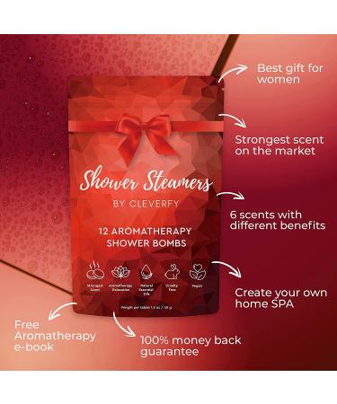 Cleverfy Shower Steamers - 12 Aromatherapy Shower Bombs with Essential Oils | Peppermint, Lavender, Vanilla & More - Buy Online on GoSupps.com