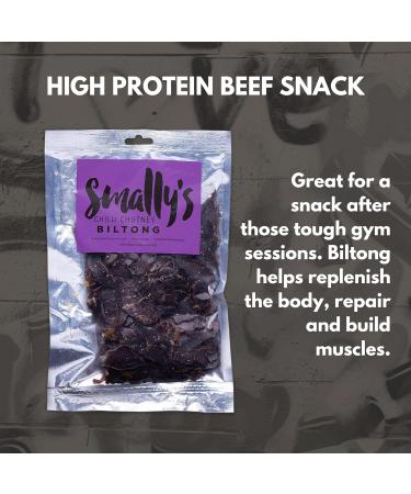 Smally's Biltong Chilli Chutney - High Protein Gluten-Free Beef Snack | 250g Pack (1 Count) - Buy Online on GoSupps.com