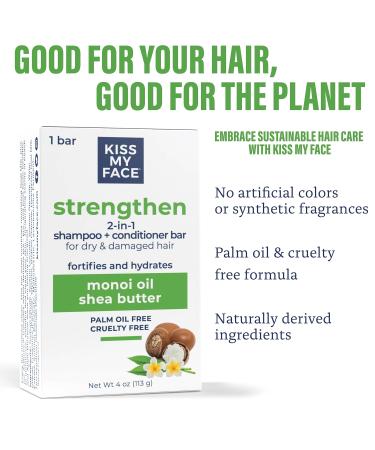 Kiss My Face 2-in-1 Shampoo & Conditioner Bar | Palm Oil-Free Cruelty-Free Monoi Oil & Shea Butter | Ideal for All Hair Types - Strengthen Dry & Damaged Hair - Buy Online on GoSupps.com
