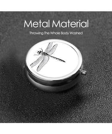 Dragonfly Round Pill Box - 3 Compartment Mini Decorative Organizer for Travel | Portable Vitamin & Medicine Holder - Buy Online on GoSupps.com