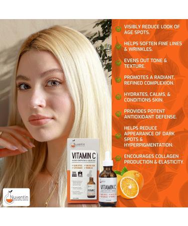 Nuventin Pure Vitamin C Facial Serum - Anti-Aging Moisturizer for Dry Skin, Age Spots, Sun Damage, Wrinkle Repair - 1.75 Fl Oz - Buy Online on GoSupps.com