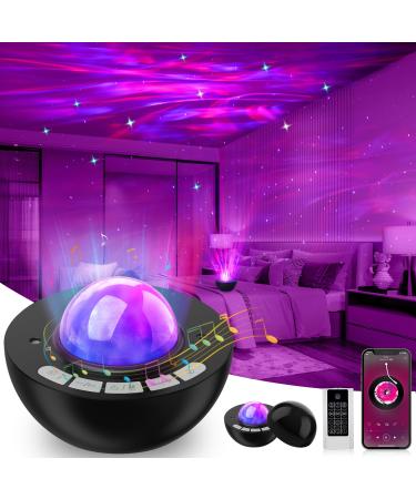 Galaxy Projector with LED Nebula Cloud Night Light Projector for Bedroom with Remote Control White Noise & Timer Star Projector Bluetooth Speaker Home Theater Party Game Room Decor Gift (Black)