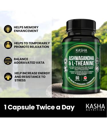 KASHA Nutrition Ashwagandha 3000 mg and L-theanine 100 mg Per Capsule | High Potency 10:1 Extract Expert Formulated | Resistance to Stress Promote Relaxation Energy Memory Enhancement Sleep Aid & Rejuvenative Tonic | Proudly Canadian | No Additives (60 Co - Buy Online on GoSupps.com
