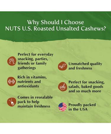 Premium Roasted Unsalted Cashews - Whole Kernels, Pieces | 1 lb Pack | Just Right Crispy & Delicious | Natural Cashews - Buy Online on GoSupps.com